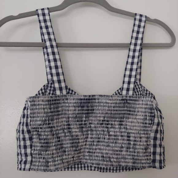 Anthropologie Maeve Blue Gingham Crop Top Size 8 - Picture 7 of 10